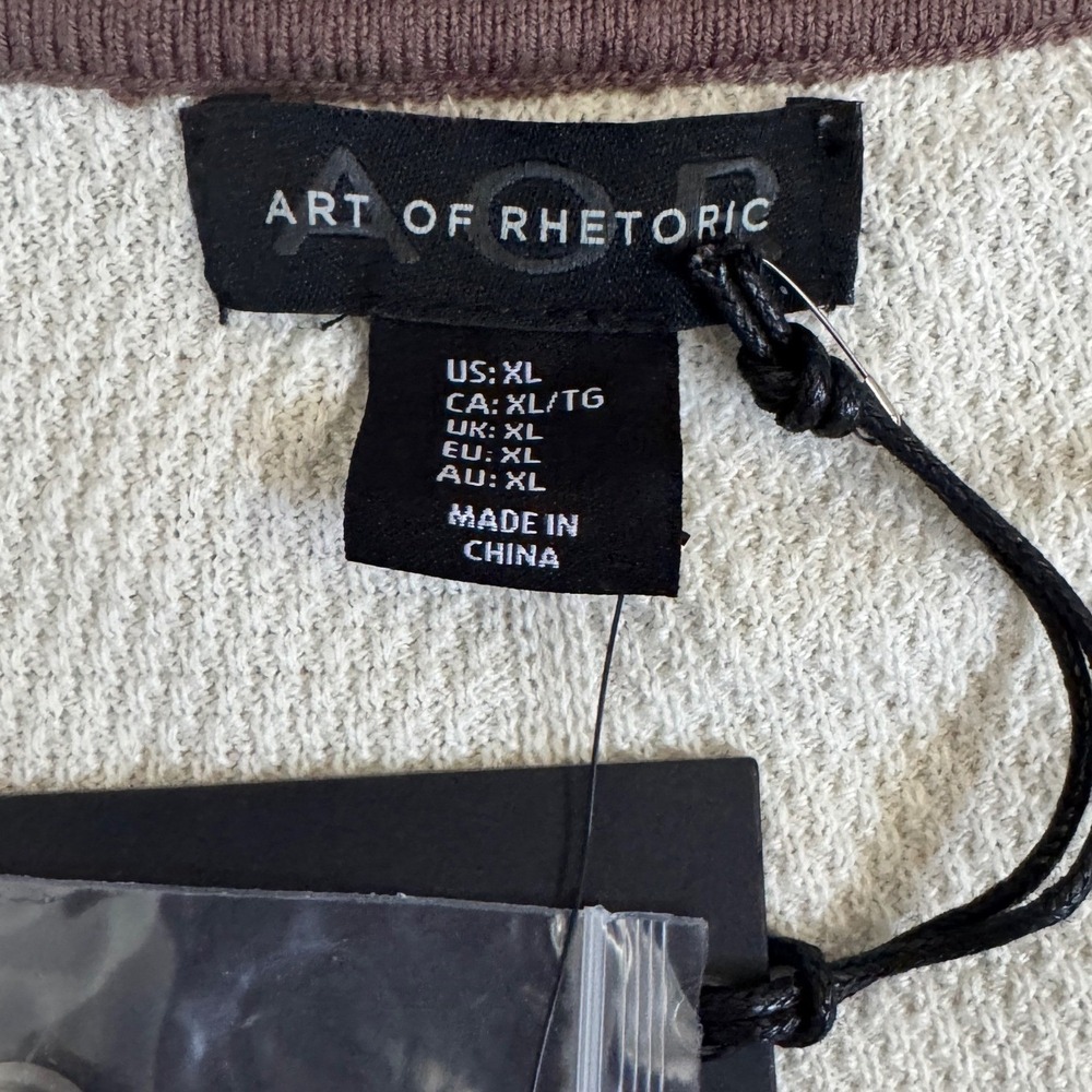 NEW Art of Rhetoric Mens Cabana Martini Glass Knit Button Down Shirt Cream XL